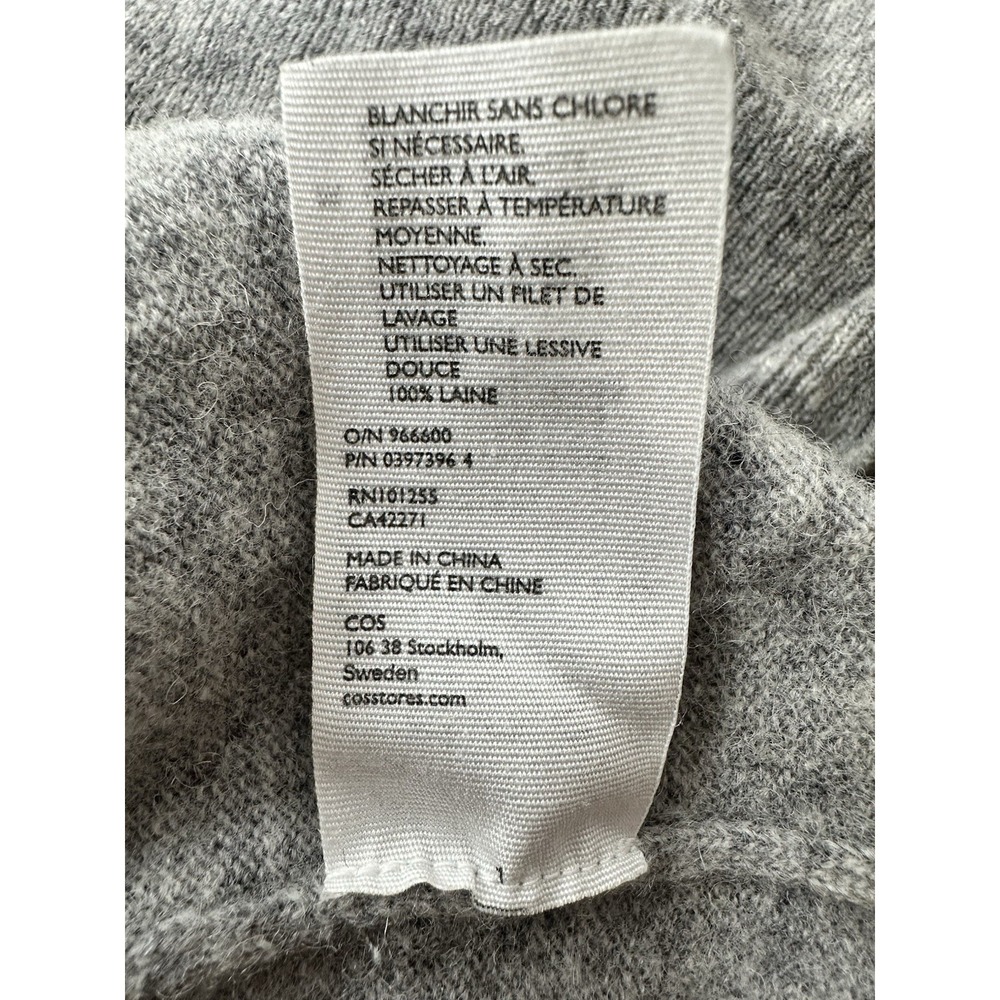 COS 100%  Wool Midi Sweater Dress Women's‎ Size XS Gray Oversized Cozy Stretch - Picture 5 of 11